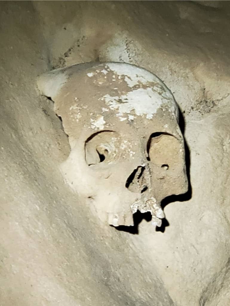 Human remains in the ATM Cave near San Ignacio