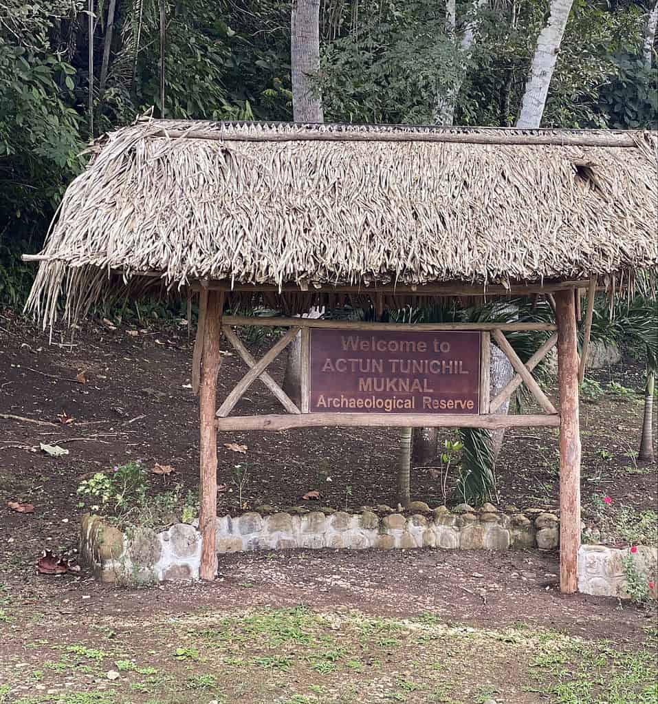 The sign at the entrance to the ATM Cave- part of an amazing 9 day Belize itinerary.