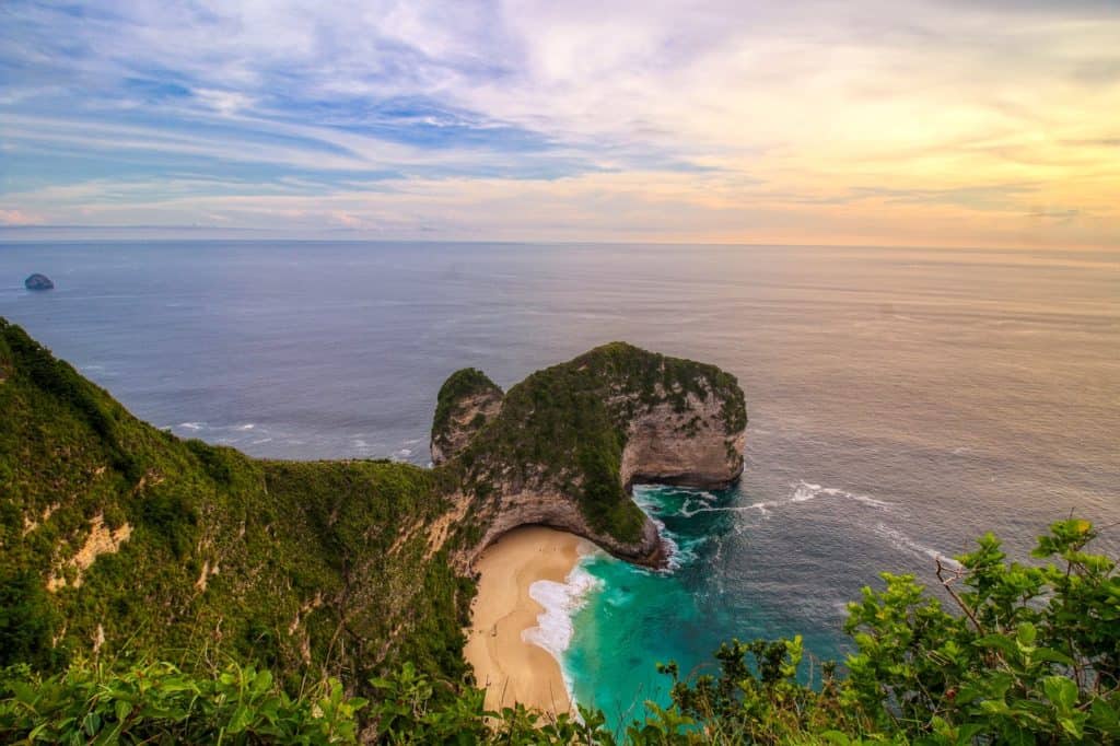 beach, sunset, nusa penida, Kelingking beach
