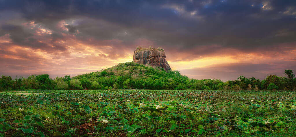 Sigiriya fortress in the distance