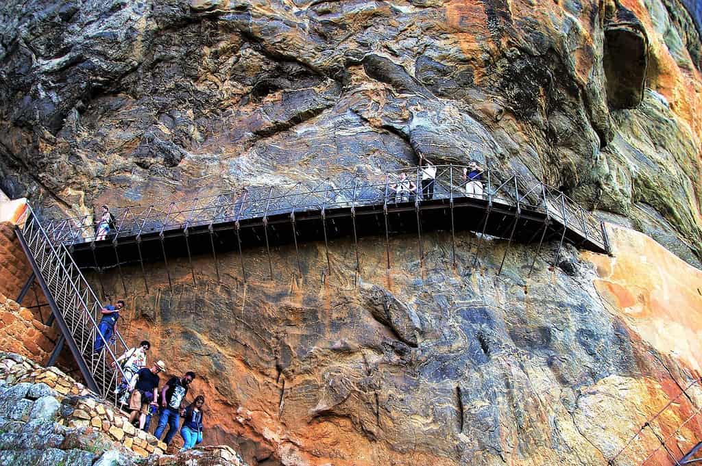 Sigiriya stairs and mirror wall