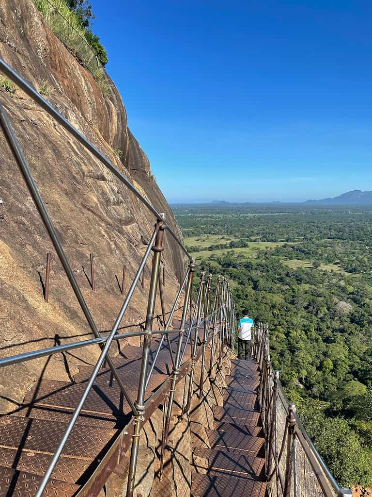 Descending sigiriya stairs