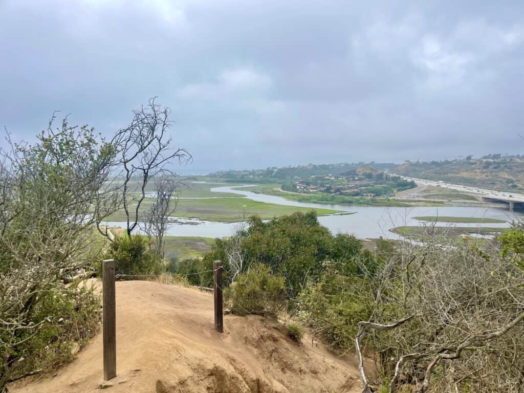 View of San Elijo Lagoon while hiking near Encinitas, California