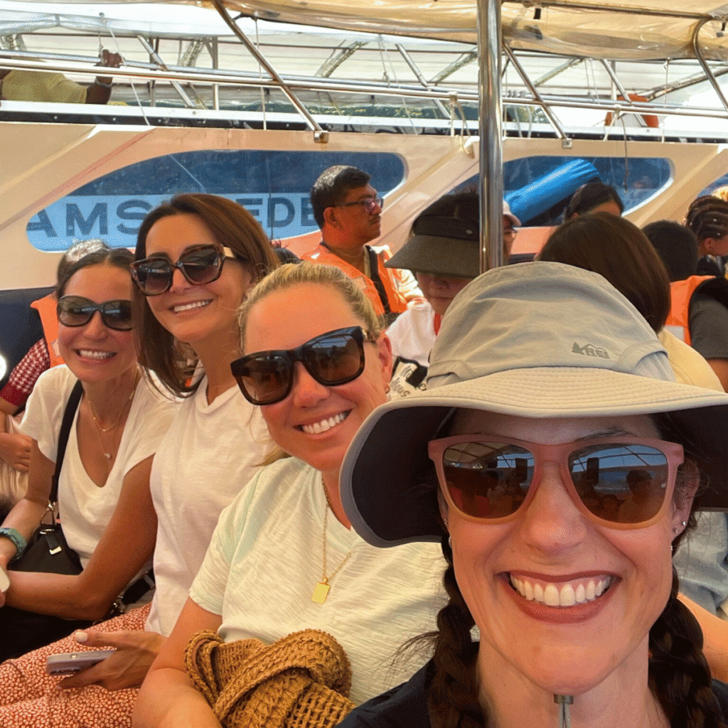Group of friends taking a ferry to Koh Lipe.