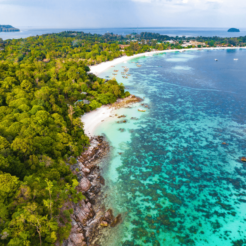Aerial view of Sanom Beach.
